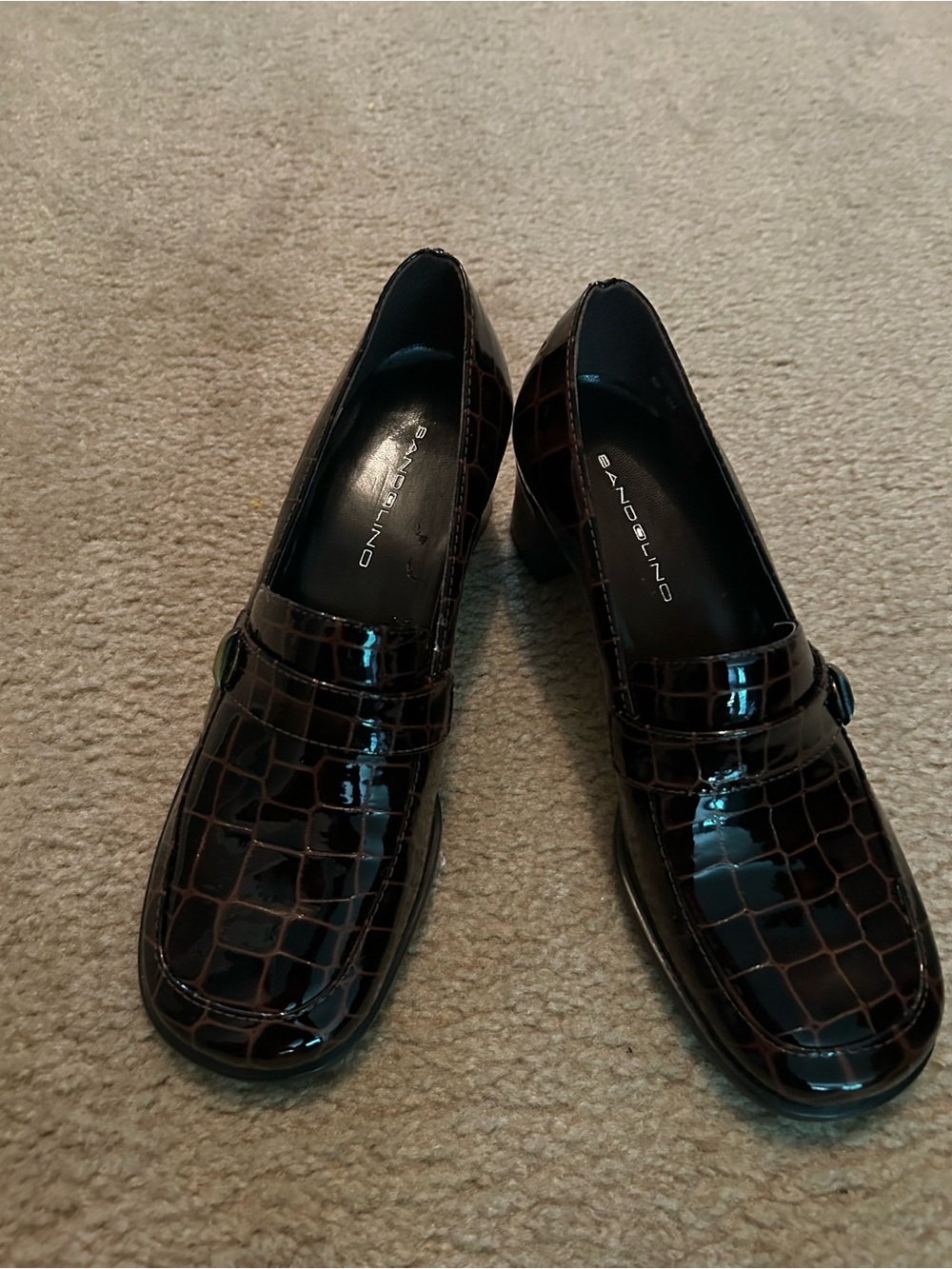 Bandolino Dark Brown Croc-Embossed Patent Loafers